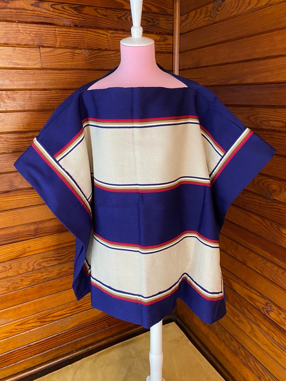 Vintage Poncho, Vintage Cape, Woven Cape, Woven P… - image 2