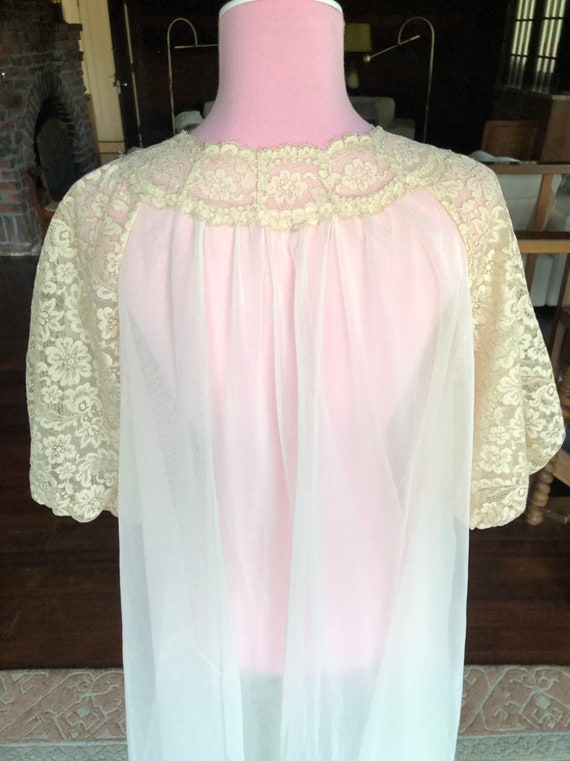 Peignoir, 50s Peignoir, Dressing Gown, Nylon Nigh… - image 4