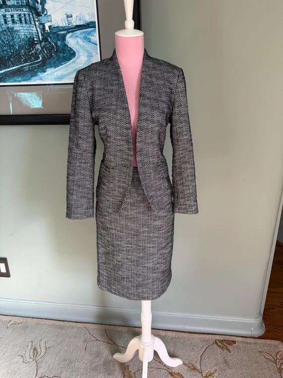 40s Style Suit, Women's Suit, 80s Power Suit, Tailored Suit, Skirt Suit, 80s Does 40s, Cotton Suit | Size 0, XSmall, XS