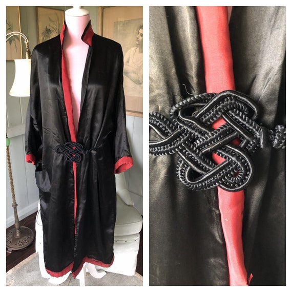 Satin Kimono, Vintage Dressing Gown, 20s Robe, Kim