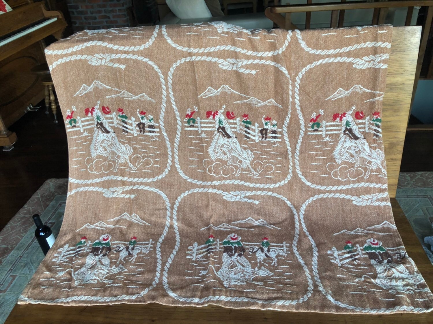 Vintage 40s Cowboy Western Bark Cloth Buckaroo Chenille Fabric Etsy