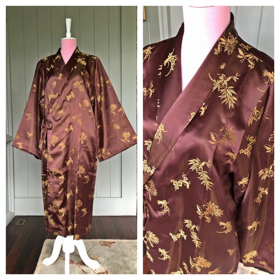 Satin Kimono, Vintage Dressing Gown, Kimono Vintag