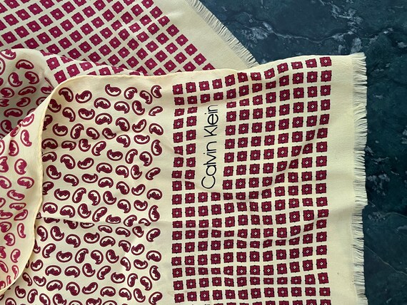 Silk Scarf, Silk Shawl, Large Silk Scarf, Paisley Silk Scarf, 80s Silk Scarf, Designer Silk Scarf, Calvin Klein Silk Scarf View 4