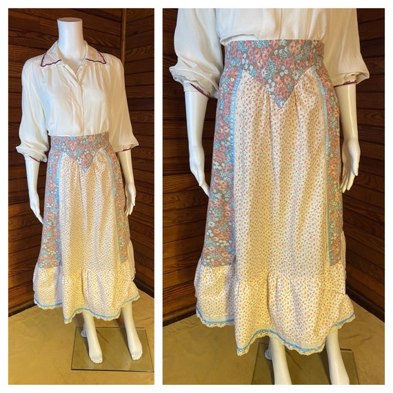 Prairie Skirt, Gunne Sax, Calico Skirt, 80s Prairi