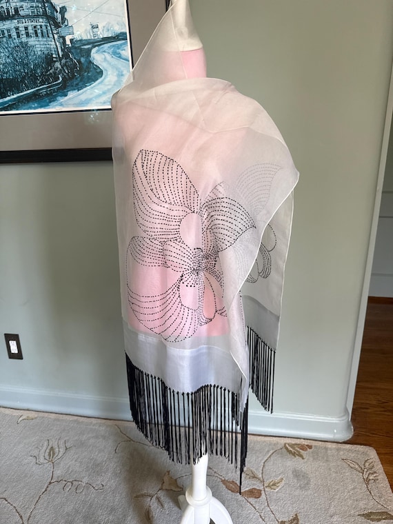100% Silk Scarf, Silk Shawl, Silk Shawl, Silk Beaded Scarf, Silk Scarf, Long Silk Scarf