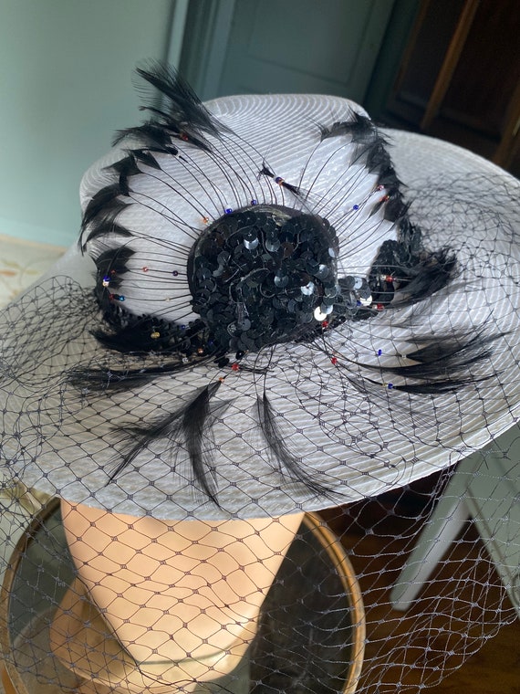 Vintage Hat, Straw Hat, Picture Hat, White Hat, W… - image 8