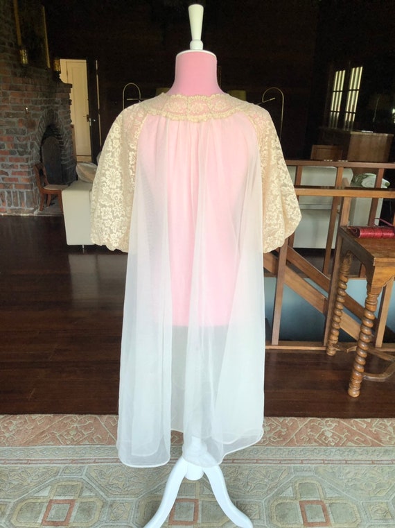 Peignoir, 50s Peignoir, Dressing Gown, Nylon Nigh… - image 2