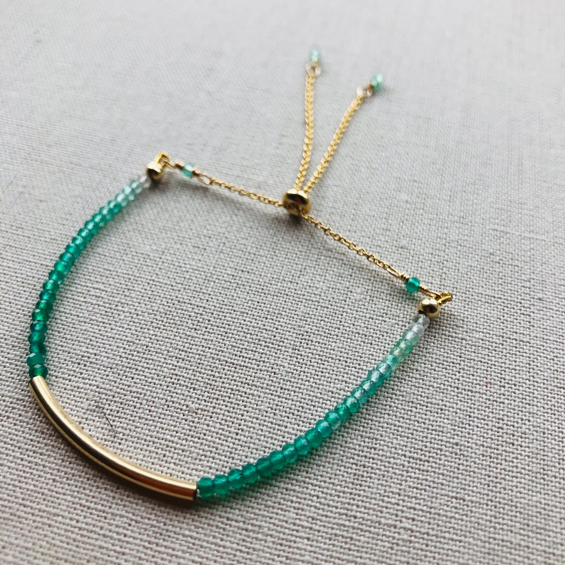 Gold Emerald Bracelet Gold Filled Bracelet Real Emerald | Etsy