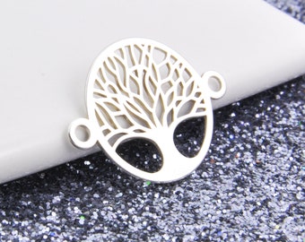 Lucky tree connector, sterling silver 925 charm