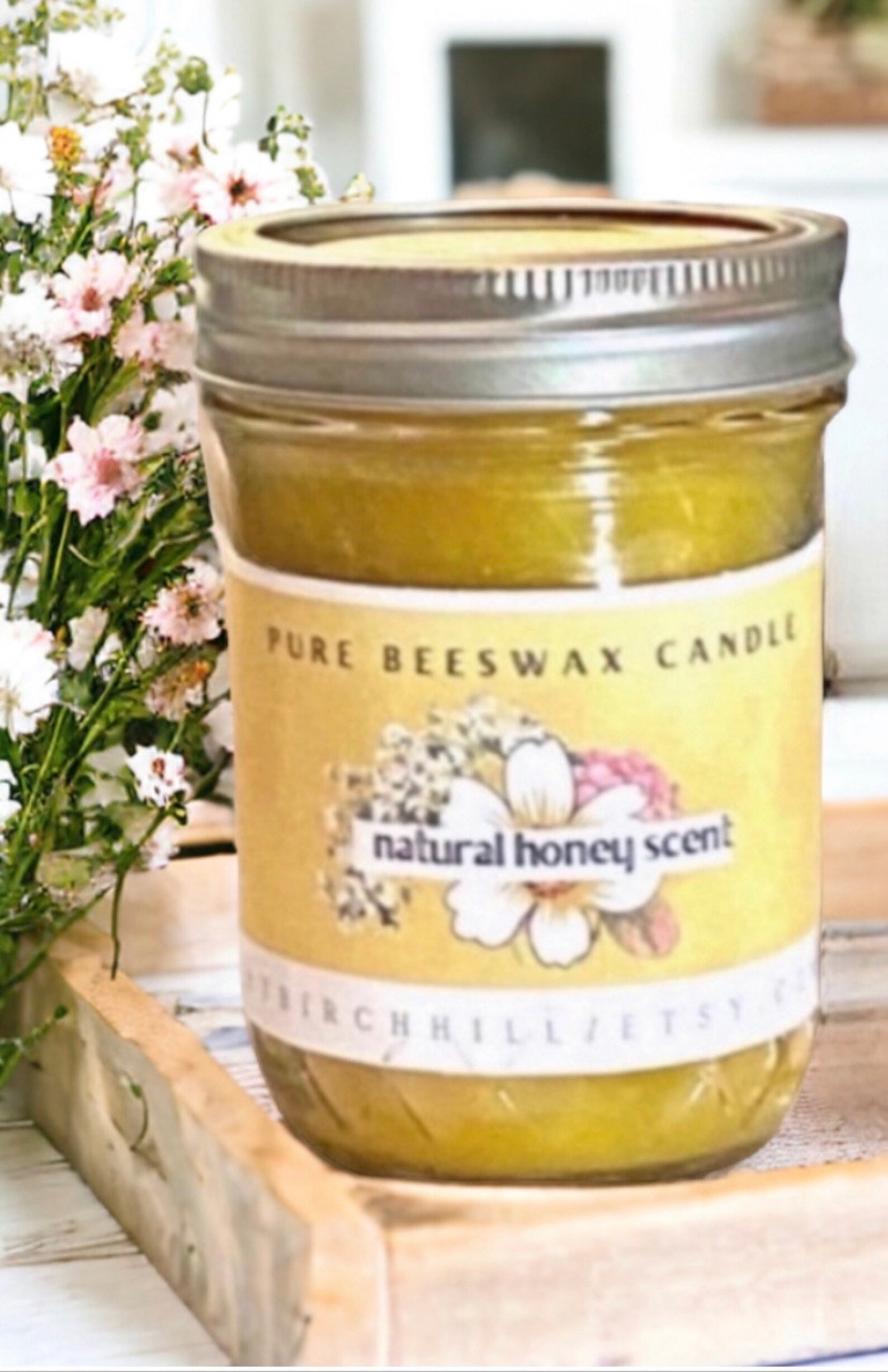 Pure Beeswax Candle in Quilted Mason Jar - Etsy