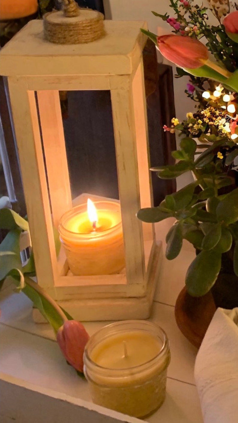 Pure Beeswax Candle in Quilted Mason Jar - Etsy