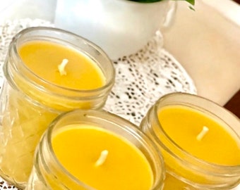 100% Pure Beeswax Candle / 8 oz Natural Beeswax Candle Jar / Eco Friendly / Beeswax Candle / Jar Candles / Mason Jar Candle