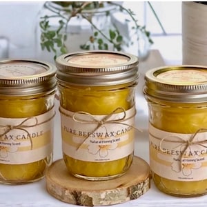100% Pure Beeswax Candle / Eco Friendly / Handmade Gift / Mason Jar Candles