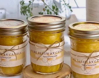 100% Pure Beeswax Candle / Eco Friendly / Handmade Gift / Mason Jar Candles