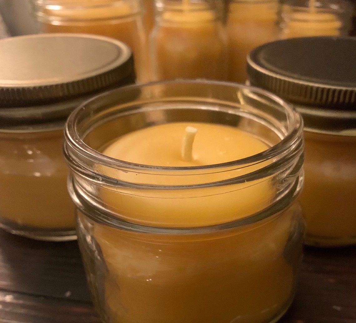 100 Pure Beeswax Candle 4 oz / Natural Beeswax Candle Jar / Etsy