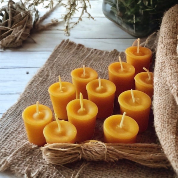 Pure Beeswax Votives 4/8/12/16/20 Pack, Party, Bulk Candles, Beeswax Candles, Pure Beeswax