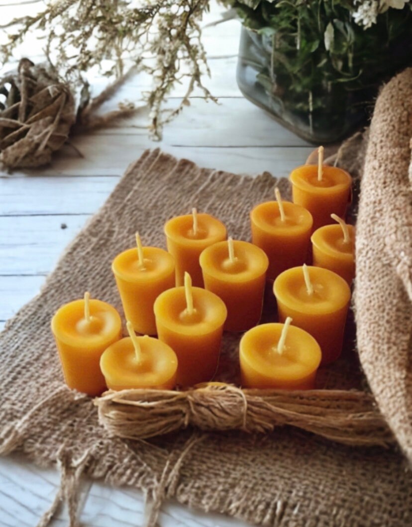 JONERAY Beeswax Votive Candles Bulk-Pack of 10,Pure Natural  Beeswax,Handmade Candles Gift Set for Holiday, Wedding,Party