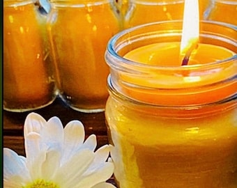 100% Pure Beeswax Candle, Handmade Gift / Mason Jar Candle, Eco Friendly Packaging