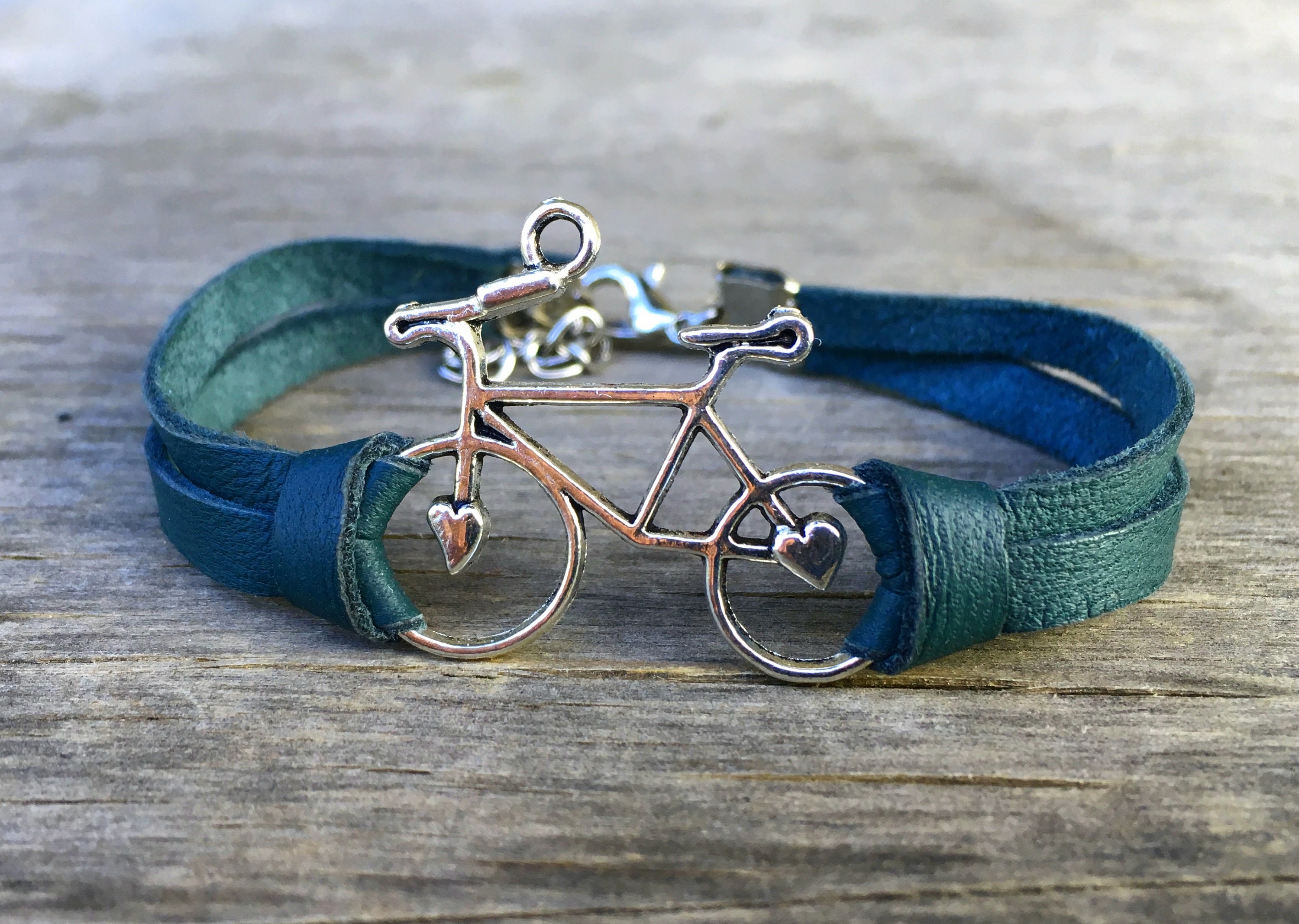 Bike bracelet Bicycle leather bracelet Etsy
