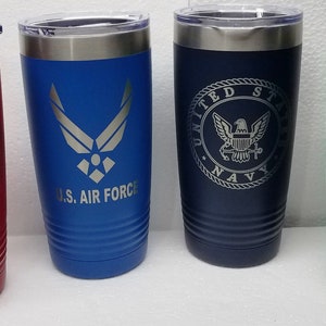 Army Air Force Navy Marines Military Custom Engraved Thermal Insulated Polar Camel Travel Cup Mug 20 OZ