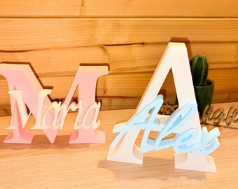 Custom 3D Printed Name Letters | Nursery Decor, Kids Room Wall Plaque (Freestanding)
