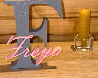 Custom 3D Printed Name Letter Sign Nursery Shelf Decor Keepsake Birthday Party Personalized Initial