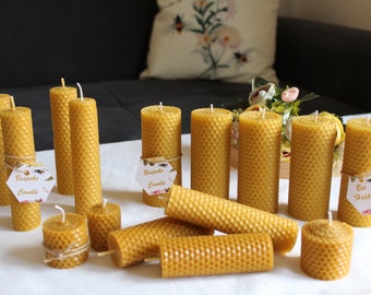 100 % Pure Beeswax Candle Favors - Spelling candle, Shower Favors, Guest Gifts, Rustic Style, Wedding gift, Honey candle, Bees Wedding