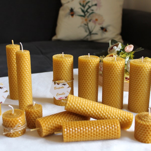 Cadeaux pour bougies 100 % cire d'abeille - Bougie d'orthographe, faveurs de douche, cadeaux d'invités, style rustique, cadeau de mariage, bougie au miel, mariage d'abeilles