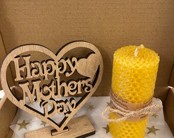 Bee Happy Bienenwachskerzen-Set | Umweltfreundliche, natürliche Stumpenkerzen (Geschenkbox)