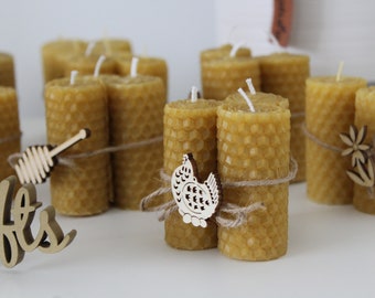 Hand-Rolled Beeswax Pillar Candles | Set of 3 Mini Candles (Gift Box)