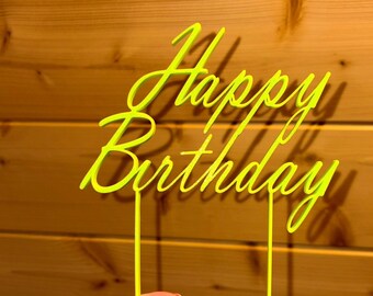 Elegant Script Happy Birthday Cake Topper Birthday Party  3D Printed PLA Decoration
