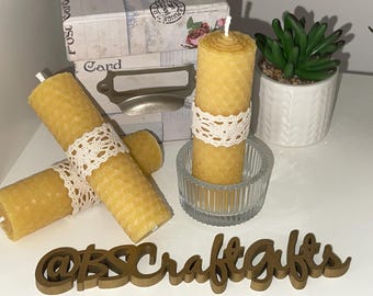 Handgerollte Bienenwachskerzen | Geschenkset mit Honigduft (3 Kerzen)