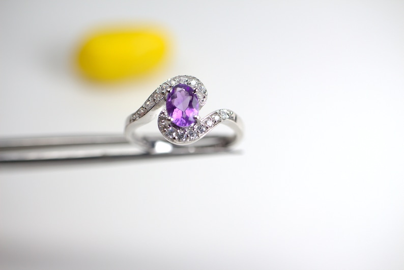 Natural Amethyst Ring R218 February Birthstone Promise Ring 925 Sterling silver ring Jewelry Purple Brilliant Facet Gemstone