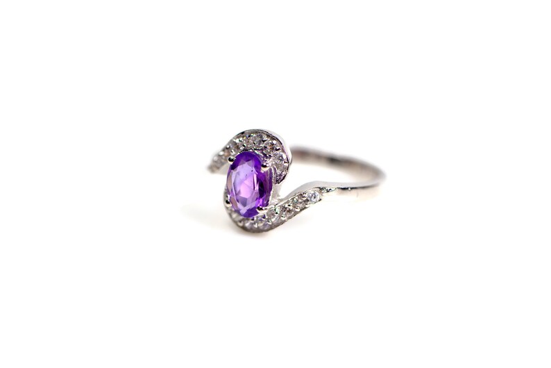 Details about / Diamond /& Amethyst Ring Sterling Silver or Yellow Gold Plated