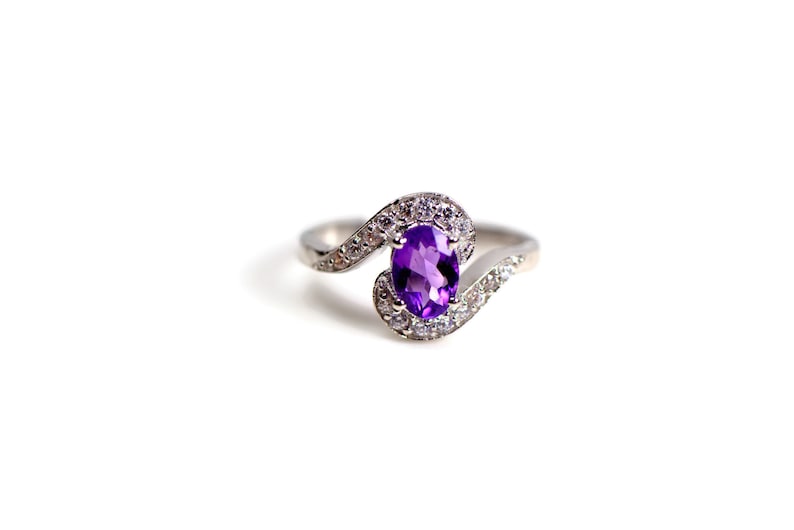 Natural Amethyst Ring R218 February Birthstone Promise Ring 925 Sterling silver ring Jewelry Purple Brilliant Facet Gemstone
