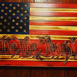 We The People wood flag