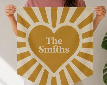 Last Name Flag Banner Custom Family Name Sign Wedding Wall Hanging Newlywed Gift Wedding Personalized Decor