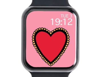 Hand Drawn Heart Apple Watch Wallpaper, Valentine's Day (JPG, Instant Download)