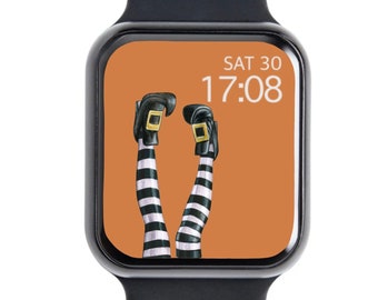 Tapeta na Apple Watch z nogami czarownicy na Halloween (do pobrania natychmiast)