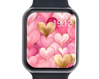 Hearts Apple Watch Wallpaper, Valentines Day Watch Face, Pink Watch Background, Love Watch Screensaver, Spring Aesthetics