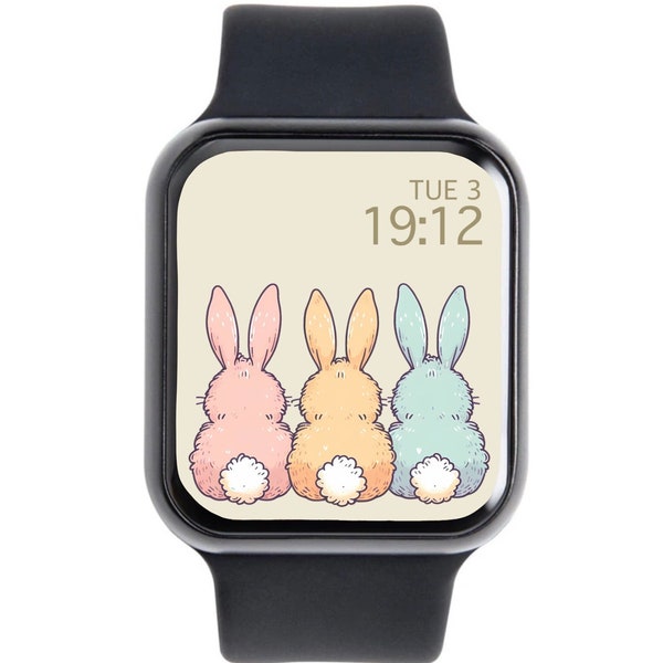 Easter Apple Watch Wallpaper Cute Bunny Apple Watch Face Digital Download Easter watch background