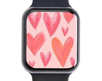 Apple Watch Wallpaper Valentines Day Apple Watch Face Hearts Watch Background PinK Wallpaper Instant Download