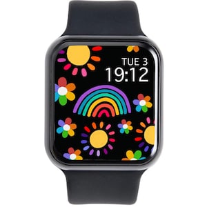 RAINBOW Apple WATCH WALLPAPER Bunte Apple Watch Face Floral Apple Watch Gesicht Wallpaper Uhr Hintergrund Digitaler Download