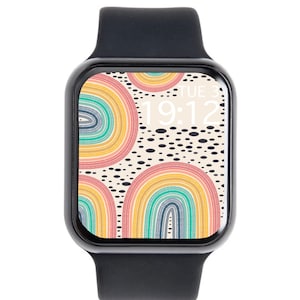 Regenbogen Punkte Apple WAtch Wallpaper, Apple Watch Gesicht, Uhr Art Design, Regenbogen Uhr Charms, Instantd Download