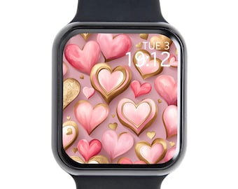 Hearts Apple Watch Wallpaper, Valentines Day Watch Face, Pink Watch Background, Love Watch Screensaver, Spring Aesthetics