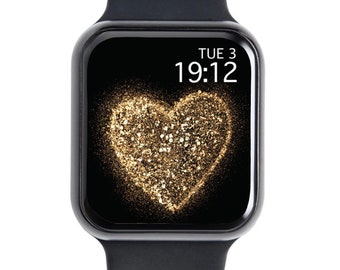 Apple Watch Face Wallpaper Background Valentines Day Watch Wallpaper Gold Heart watch valentine aesthetic digital download