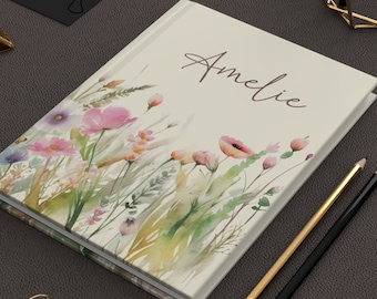 WILDFLOWER PERSONALIZED NOTEBOOK, Customized Journal for Women