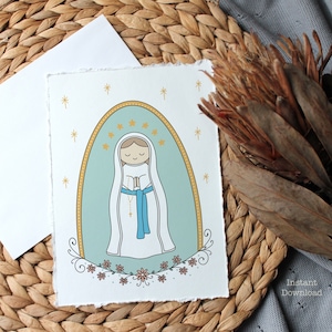 LOURDES, Our Lady, Saint Printable, Catholic Print, Catholic Gift for Woman, Virgin Mary Catholic Art, Digital Download.