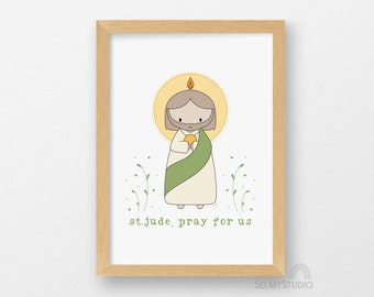 Saint Jude Thaddaeus, Printable Wall Art, Catholic SAINT Art, Saint Print, Digital Download, 5x7-8x10-11x14-A4 Print Sizes