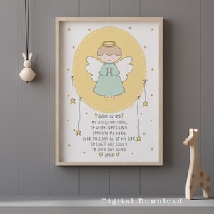 GUARDIAN ANGEL prayer, Catholic Baby Gift, Catholic Baby Shower, Baptism Gift, Guardian Angel Printable, Digital Download